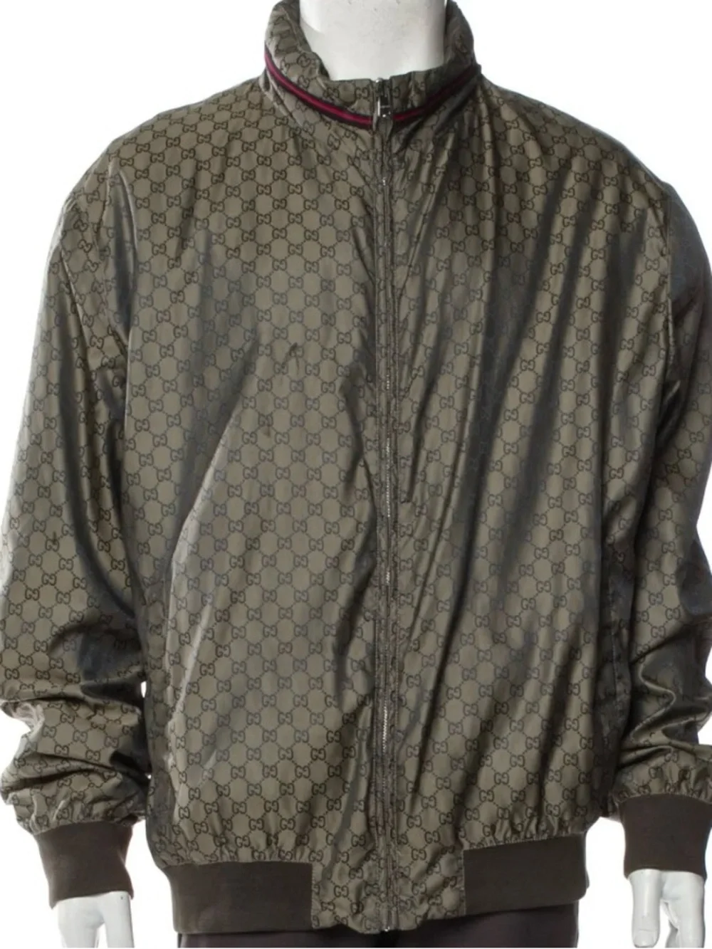 Gucci GG Supreme Monogram Bomber Jacket - Men’s XXL Tan Brown - Authentic